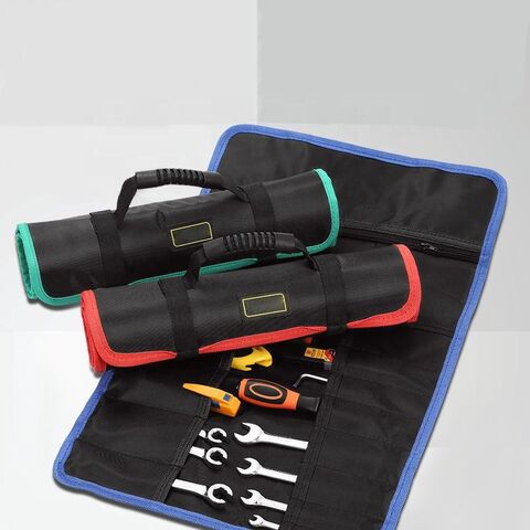 Bolsa de herramientas grande de alta resistencia para electricistas, técnicos y trabajos pesados, con boca ancha y cremallera, fabricada en poliéster, tipo tote con herramientas