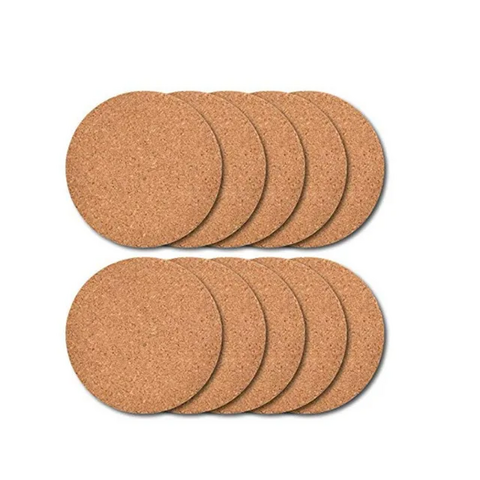 Juego de Posavasos Redondos de Corcho Natural con Soporte Metálico JX