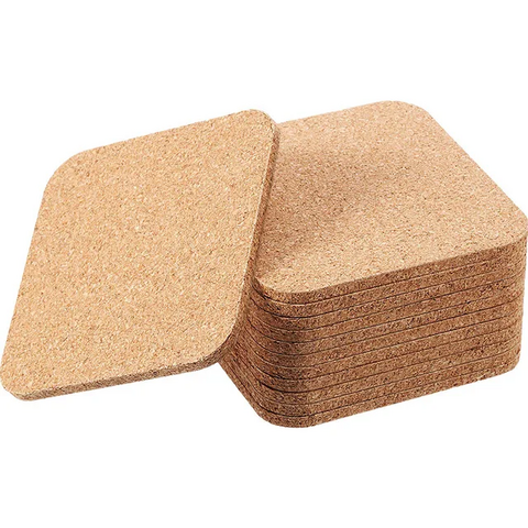 Juego de Posavasos Redondos de Corcho Natural con Soporte Metálico JX