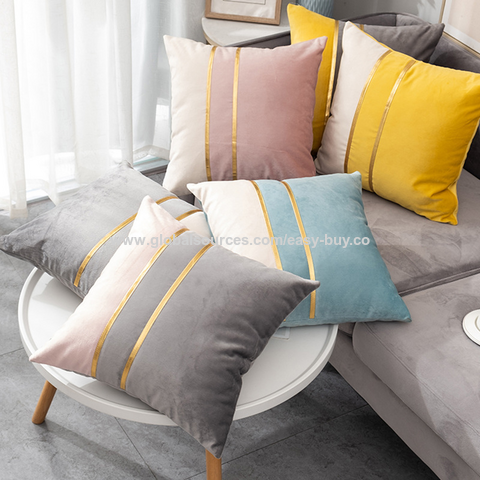 Almofadas decorativas nórdicas de luxo leve, capas de almofada de veludo holandês para cabeceira, almofadas de veludo para sofá e almofadas de apoio lombar por atacado