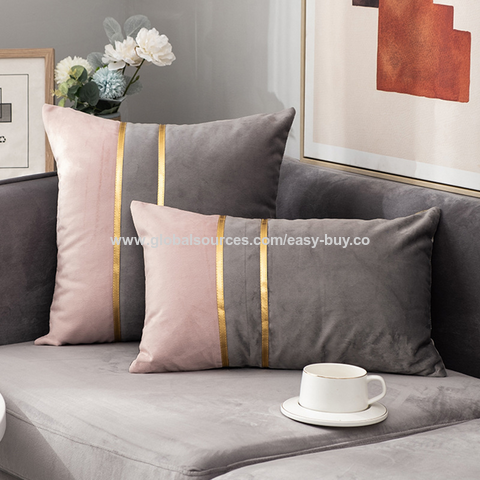 Almofadas decorativas nórdicas de luxo leve, capas de almofada de veludo holandês para cabeceira, almofadas de veludo para sofá e almofadas de apoio lombar por atacado