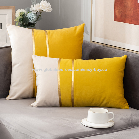 Almofadas decorativas nórdicas de luxo leve, capas de almofada de veludo holandês para cabeceira, almofadas de veludo para sofá e almofadas de apoio lombar por atacado