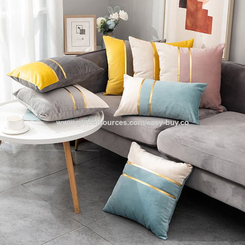 Almofadas decorativas nórdicas de luxo leve, capas de almofada de veludo holandês para cabeceira, almofadas de veludo para sofá e almofadas de apoio lombar por atacado