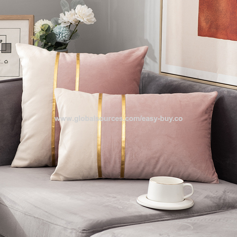 Almofadas decorativas nórdicas de luxo leve, capas de almofada de veludo holandês para cabeceira, almofadas de veludo para sofá e almofadas de apoio lombar por atacado