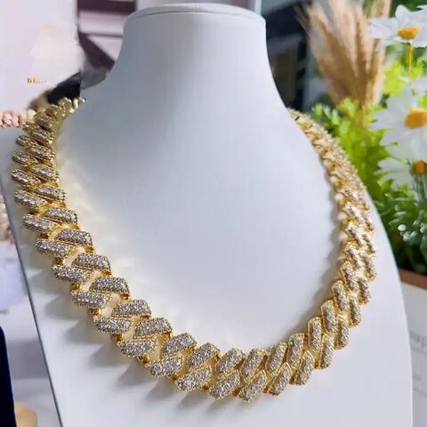Correntes Cuban Link Curb Banhadas a Ouro com Zircônia Cúbica para Homens