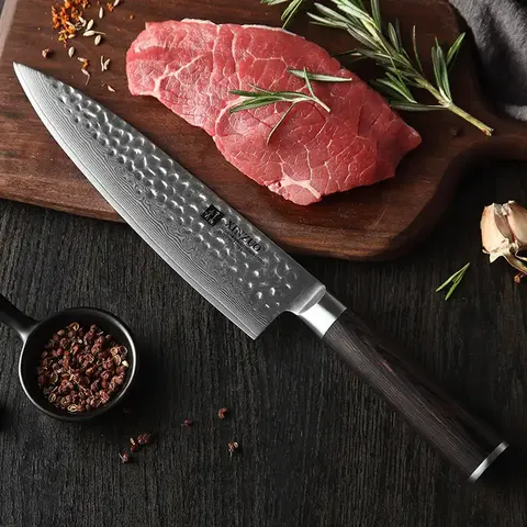 Couteau de Chef Professionnel Japonais en Acier Damas de 8 Pouces