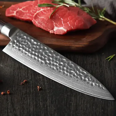 Couteau de Chef Professionnel Japonais en Acier Damas de 8 Pouces