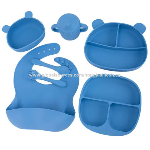 Fabrikpreis Kinder Silikon Geschirr 100% Lebensmittelqualität BPA-frei Umweltfreundliches Baby Silikon Fütterungsset