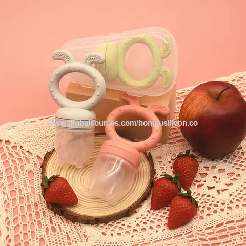 Alimentador de frutas para bebés recién nacidos, de silicona, grado alimenticio, sin BPA, fácil de agarrar, suave y seguro, para la dentición del bebé