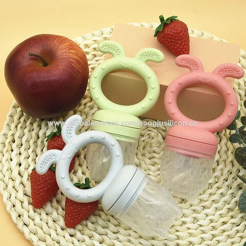 Alimentador de frutas para bebés recién nacidos, de silicona, grado alimenticio, sin BPA, fácil de agarrar, suave y seguro, para la dentición del bebé
