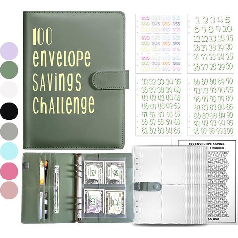 Carnet de suivi des habitudes d'épargne - Système d'enveloppe - Kit de défi  de 100 jours - Fixation par boucle - Planificateur facile - Violet