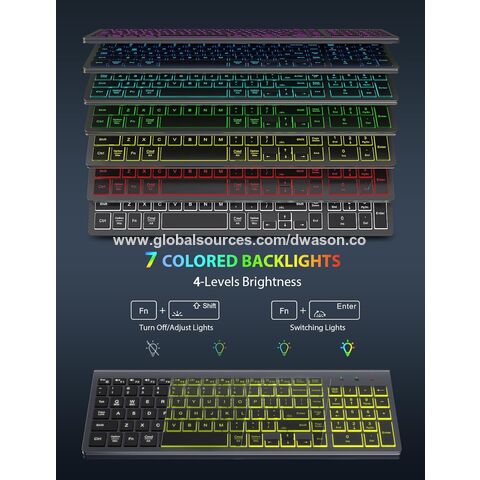 Wireless Keyboard and Mouse with 9 Colored Backlit, Wrist Rest, Jiggler  Mouse, Rechargeable Silent Ergonomic Light Up Keyboard Mouse Combo with  Phone