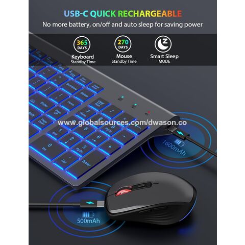  Wireless Keyboard and Mouse, 7 Backlit Effects, Quiet