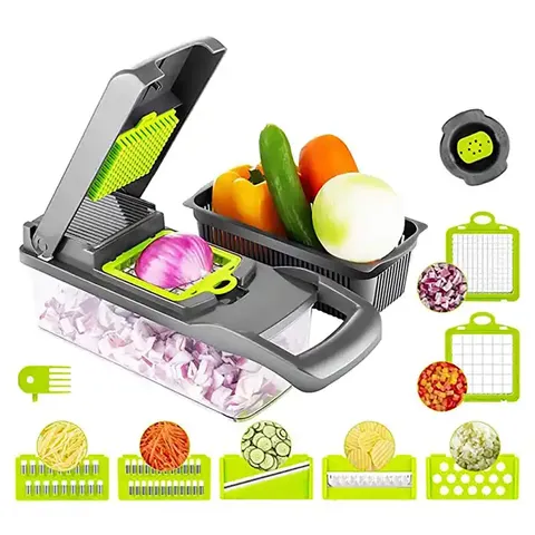 Coupe-légumes et oignons multifonctionnel JX - Trancheuse et hachoir à légumes professionnel