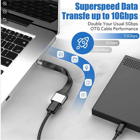 Adaptateur USB C vers USB, Adaptateur OTG Type C vers USB A, Câble USB C Mâle vers USB A Femelle, Synchronisation de Données 10 Gbps, Technologie OTG, Thunderbolt