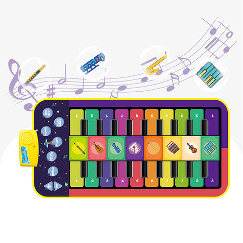 Cobertor de Piano Duplo Infantil, Brinquedos Musicais para Bebês, Tapete de Teclado de Piano de Chão, Cobertor de Animais, Tapete de Brincar Sensível ao Toque, Brinquedo Educativo Infantil