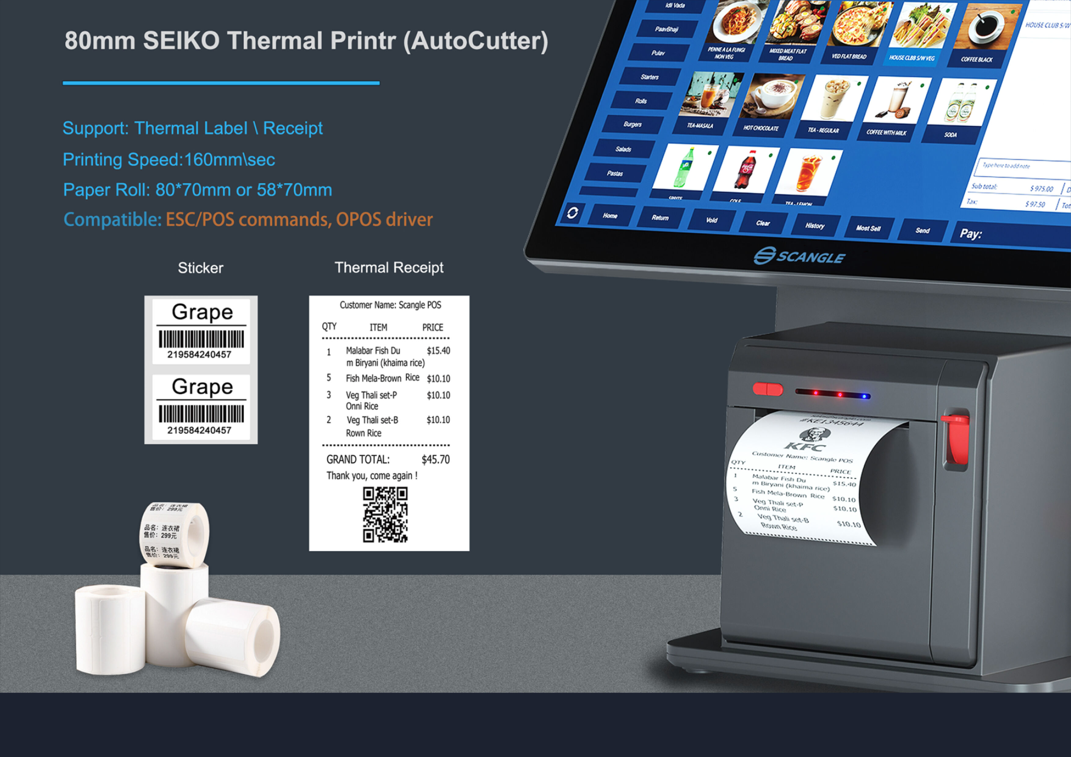 Buy China Wholesale Scangle D2 All In One Touch Pos System With 80mm ...