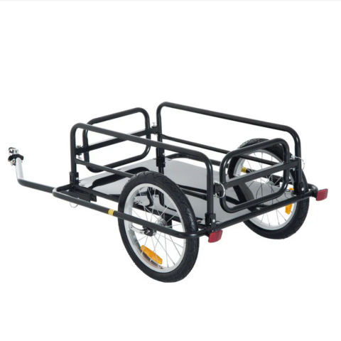 Aosom Steel Trailer for Bike, Bicycle Cargo Trailer with Foldable Storage Box and Safe Reflectors, Max Load 88LBS | Aosom Canada