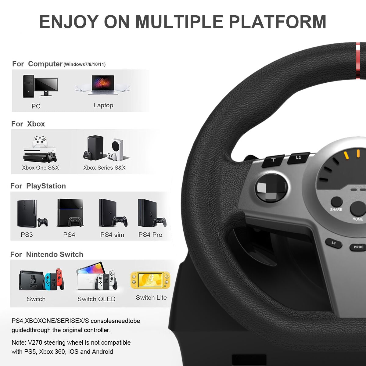 Bulk Buy China Wholesale New Gaming 270 De Racing Steering
