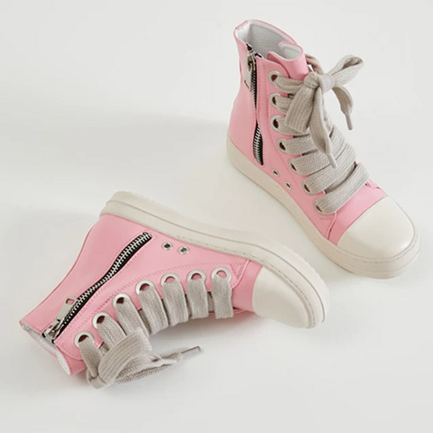 Zapatillas de Lujo para Mujer en Piel Sintética: Zapatillas con Cordones a la Tobillo y Cremalleras JX