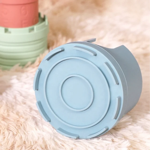 Blocos de Construção Macios de Silicone em Formato de Castelo para Dentição - Brinquedos de Empilhar para Bebês