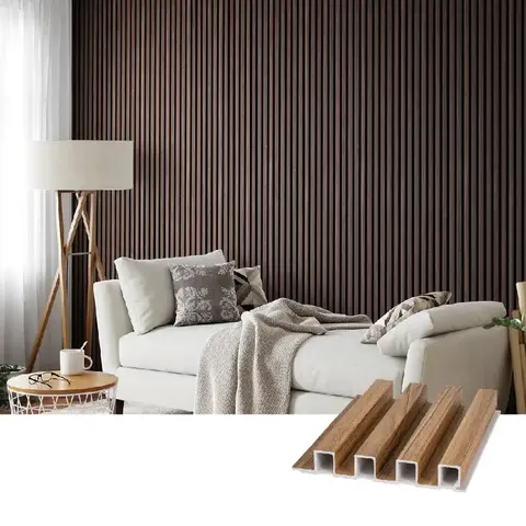 Paneles de pared acanalados de PVC WPC con vetas de madera para decoración