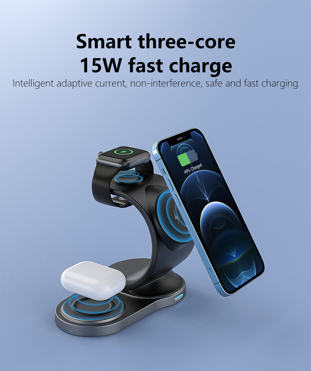 Caricatore Wireless 4 In 1 15W Per IPhone, IWatch E AirPods – Stazione Pieghevole Con QC 3.0 - 2