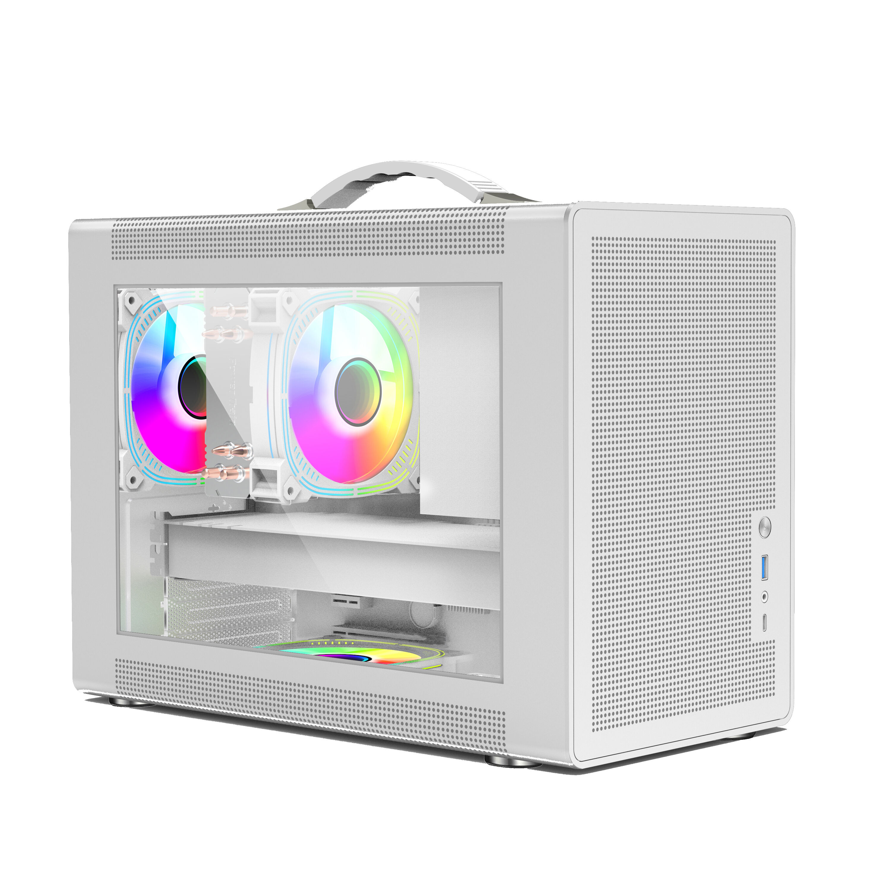 HUHOU Mid-Tower Gaming PC Case W/ Tempered Glass - Micro ATX / ITX - White