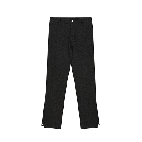 Pantalones de Traje Rectos de Alta Calidad con Textura Plisada, Botones en el Dobladillo y Tendencia Casual