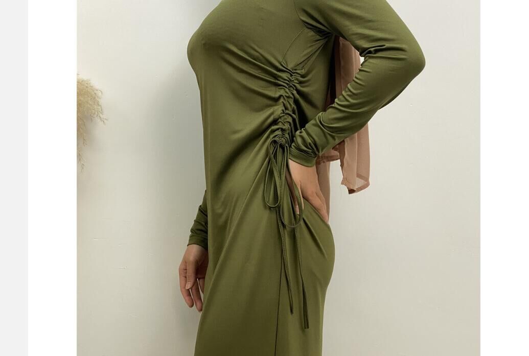 Buy Wholesale China Arabian Solid Color Ongsleeved Dress With