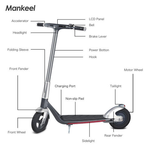 Mankeel Silver Wings Scooter Eléctrico Plegable para Adultos - Neumático de 10 pulgadas, 350W/500W, Rápido, Stock en Almacén de EE. UU./UE