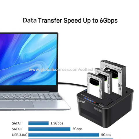 Estación de acoplamiento de disco duro de múltiples bahías para 2.5 3,5 pulgadas SATA HDD/SSD, capacidad de 24TB con función UASP Offline Cloner/Duplicador