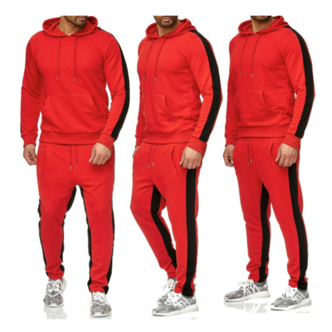 Mens Full Zip Tracksuits 2 Pieces Casual Sport Sets Long Sleeve Jacket and  Sweatpants Suits Block Color Jogging Sweatsuits