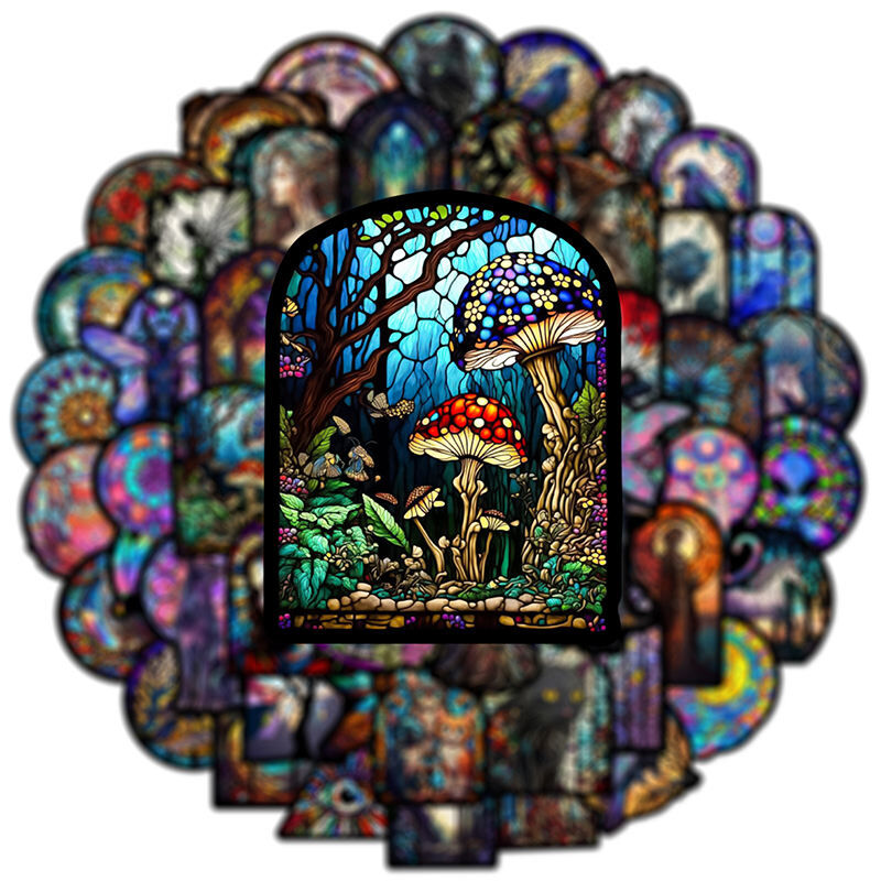 Buy Wholesale China 50pcs Cartoon Colorful Stained Glass Stickers For ...