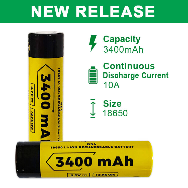 10 Pieces 5000mAh 3.7V Rechargeable 18650 Battery(Yellow)