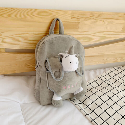 Mochilas Escolares Infantis Série Zoológico: Mochilas Infantis 3D Fofas de Animais, Bolsas de Ombro de Pelúcia