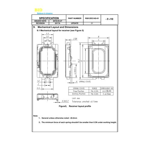 SMD-Mylar-Lautsprecher 0,5W 30ohm 111dB SMD-Mini-Lautsprecher, für intelligente Sprachgeräte, intelligente Türklingeln, intelligente Intercom-Systeme