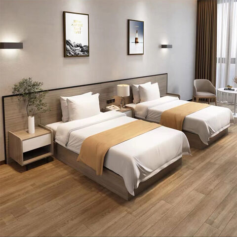 Cama Individual Moderna y Elegante para Hotel con Cabecero Tapizado