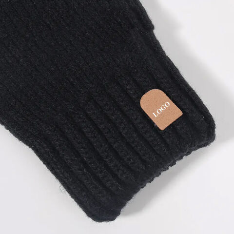 Prix de gros Patch en cuir Tricoté Gants d'hiver chauds Acrylique Hommes Gants d'hiver à écran tactile Personnaliser