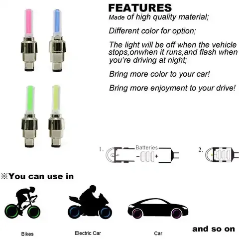 Feux de Roue LED Étanche pour Vélos et Motos - Éclairage LED pour Jantes