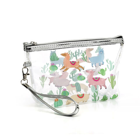 Sacs à Cosmétiques en PVC en Gros, Portables, Motifs de Dessins Animés, Résistants aux Éclaboussures, Trousse de Maquillage Transparente pour Articles de Toilette