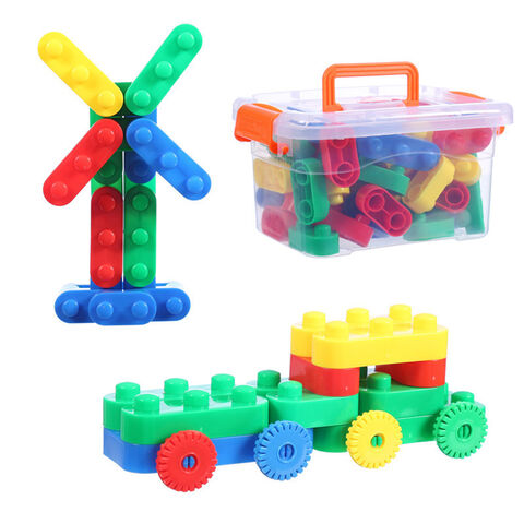 Mainan balok susun DIY, mainan edukasi rakit rumah, kereta api, figur & set, mainan blok kustom untuk anak-anak