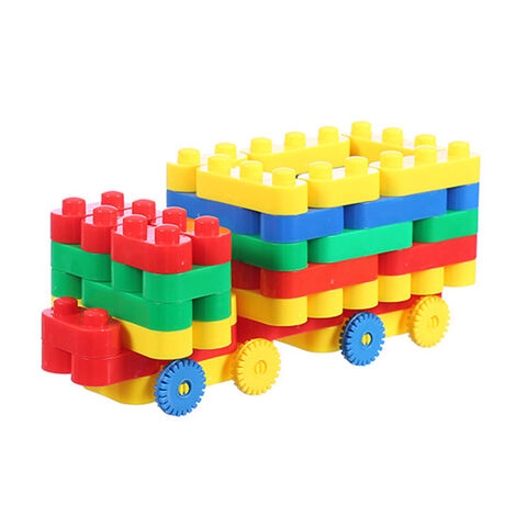 Mainan balok susun DIY, mainan edukasi rakit rumah, kereta api, figur & set, mainan blok kustom untuk anak-anak