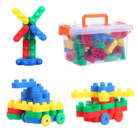 Mainan balok susun DIY, mainan edukasi rakit rumah, kereta api, figur & set, mainan blok kustom untuk anak-anak