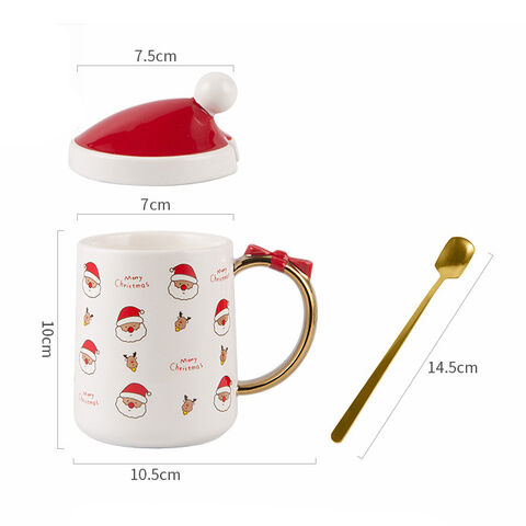 Taza de café de cerámica personalizada Nordic Cartoon Navidad serie porcelana taza de café con tapa cuchara