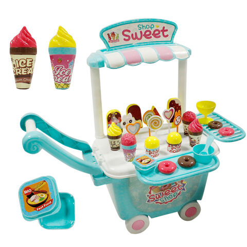 Caminhão de Sorvete de Brinquedo Infantil, Conjunto Educacional de Comida para Brincar - Carrinho de Sorvete em Promoção