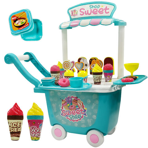 Caminhão de Sorvete de Brinquedo Infantil, Conjunto Educacional de Comida para Brincar - Carrinho de Sorvete em Promoção