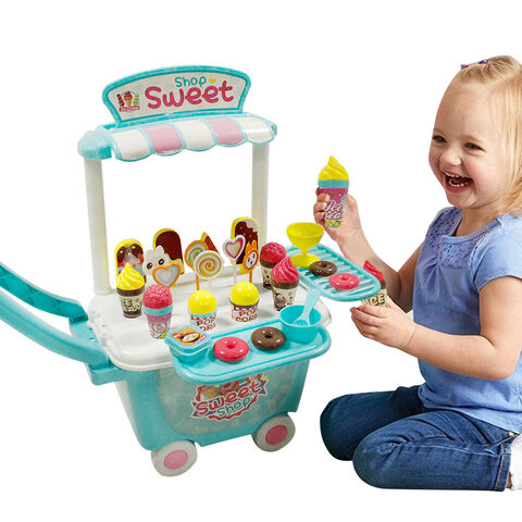 Caminhão de Sorvete de Brinquedo Infantil, Conjunto Educacional de Comida para Brincar - Carrinho de Sorvete em Promoção