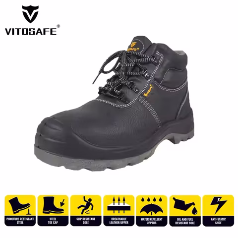 أحذية سلامة رجالية VITOSAFE بنعل مانع للانزلاق وغطاء فولاذي، جودة عالية وسعر اقتصادي JX