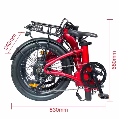 Bicicleta Eléctrica Plegable con Batería de Litio Samsung y Neumáticos Anchos